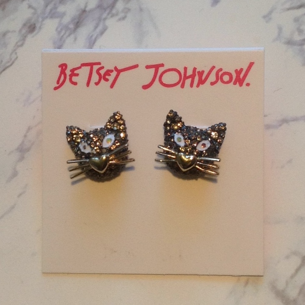 Like new BETSEY JOHNSON kitty / cat earrings